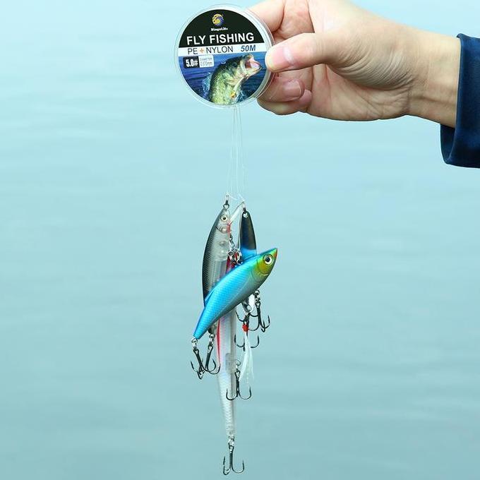 Benang Pancing Kuat Anti Keriting Anti Putus Putih Senar Pancing PE + Nilon Kuat 0.05mm Fly Fishing