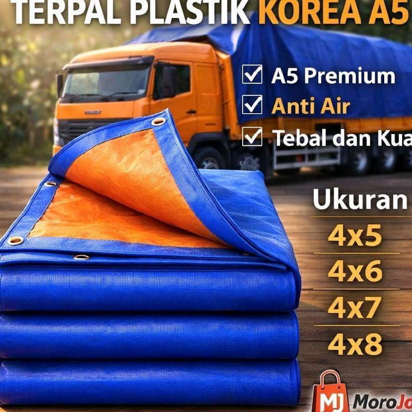 Terpal Korea A5 Biru Oren 4X5 4X6 4X7 4X8 4X9 Terpal Tenda Terpal Plastik Terpal Truk Terpal Fuso Te