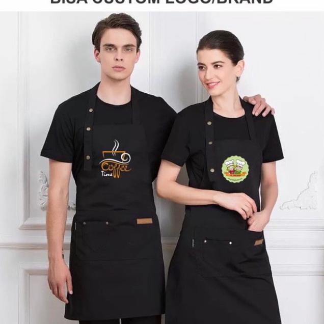 Apron Celemek Barista Korean Style Pria Wanita Apron Barista Celemek Dapur Anti Air