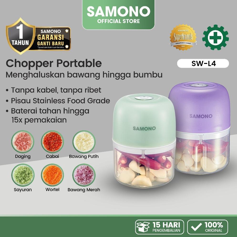 SAMONO Mini Chopper Electric SW-L4 250ML Penggiling Bumbu Dapur Portable Cordless Tanpa Kabel Cas US