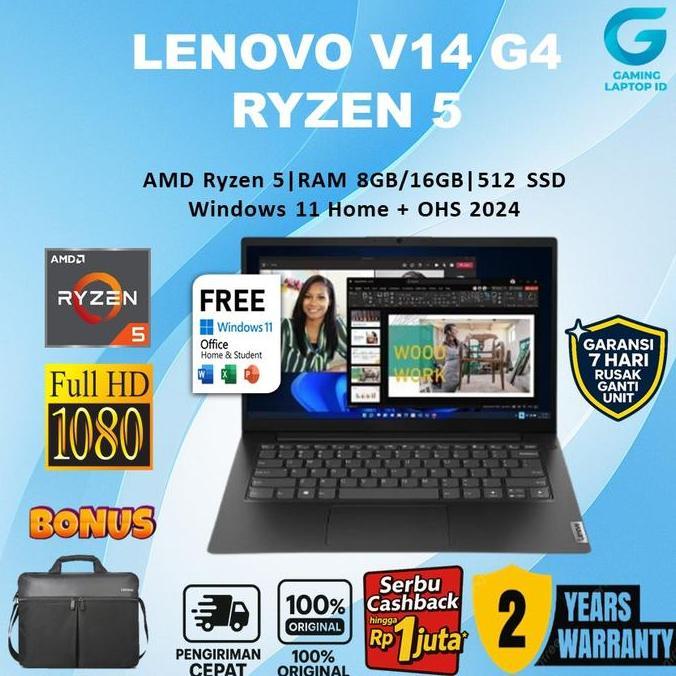 Com- Lenovo V14 G4Amd Ryzen 5 7520/ Ryzen 5 7430 8Gb / 16Gb 512Gb W11 14" Fhd