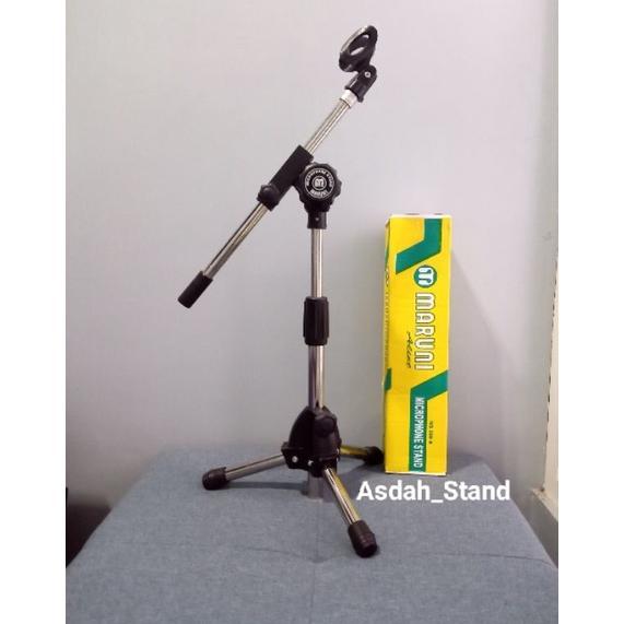 Stand Mic Pendek Maruni Besi Tebal Plus Holder Mic