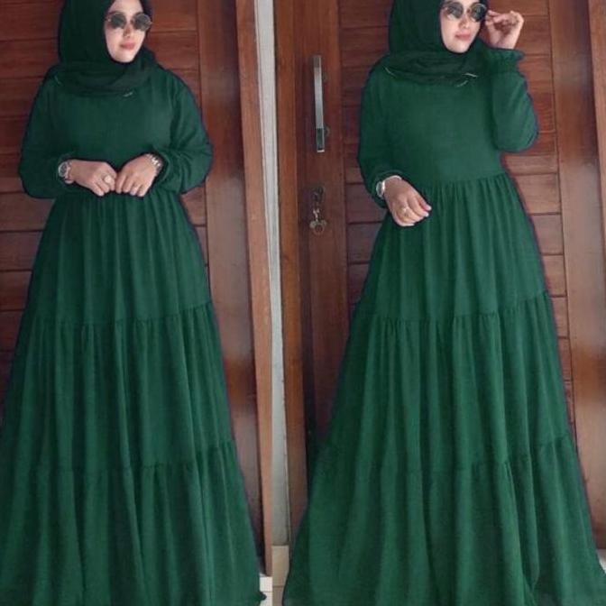 Khza- Amelia Ceruty Bebydoll Susun /Gamis Ceruty Bebydoll Susun Terbari Dan Kekinian Gamis Ceruty Re