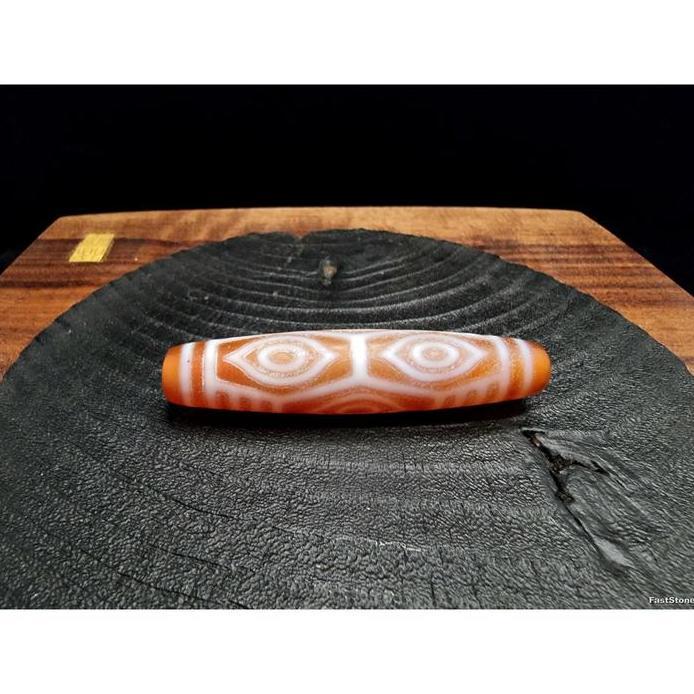 Batu Akik Dzi Orange Drag Eye 6 Mata Bles Tibet Instict Stone 60mm E2237