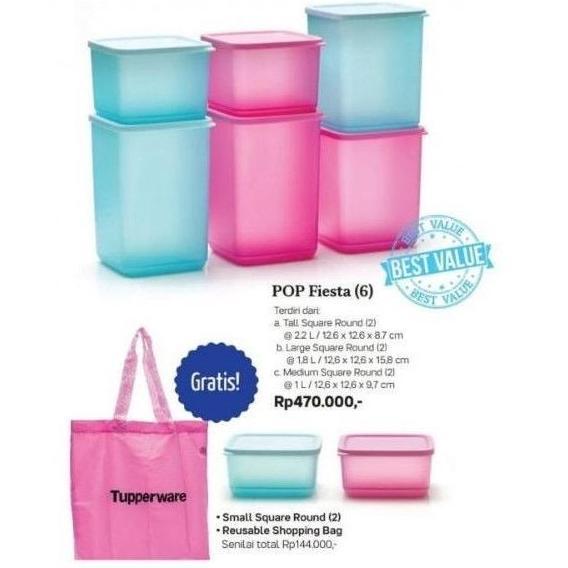 '' TUPPERWARE POP FIESTA FREE TAS TOPLES SET 8PCS ''