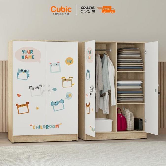 Cubic Lemari Pakaian Bergambar / Lemari Kecil 2 Pintu Minimalis / LUNA BL 121