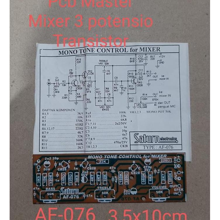 #@#@#@#@] PCB AF076 Master Mixer 3 Potensio Transistor | pcb mono tone control AF-076