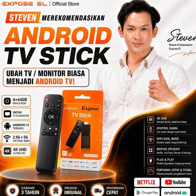 hotoya_bankin android tv stick 4k uhd 4gb+64gb android 13 wifi 2.5g+5g, ubah tv biasa jadi smart tv,
