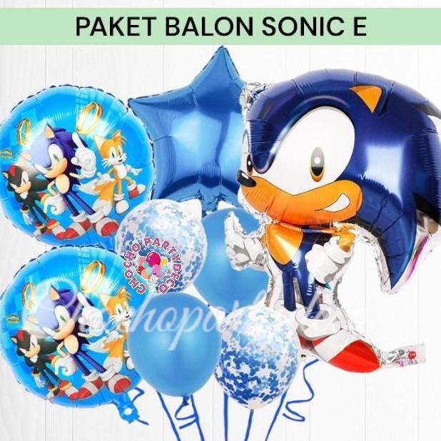 Paket Balon SONIC THE HEDGEHOG E / Dekorasi Ulang Tahun Super Sonic