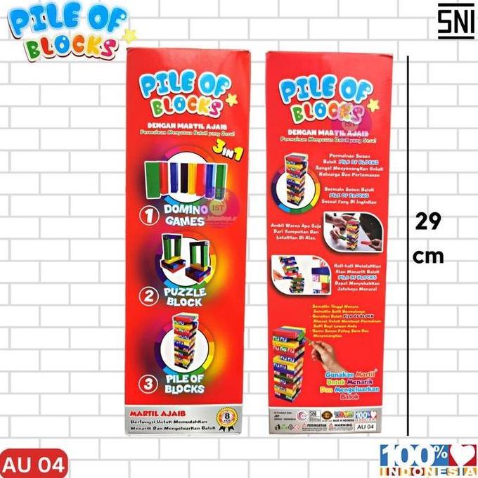 Toys- Mainan Anak-Anak Balok Susun 3 In 1 Permainan Anak Games Uno Stacko Pile Of Blocks Mainan Stra