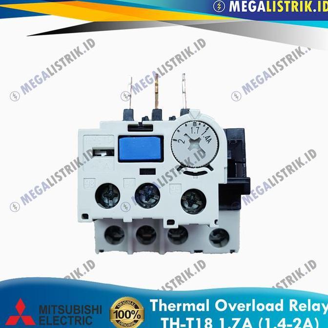 HARGA DISC - Mitsubishi TH-T18 1.7A ( 1.4-2A ) / Thermal Overload Relay THT18 1.7 Ampere