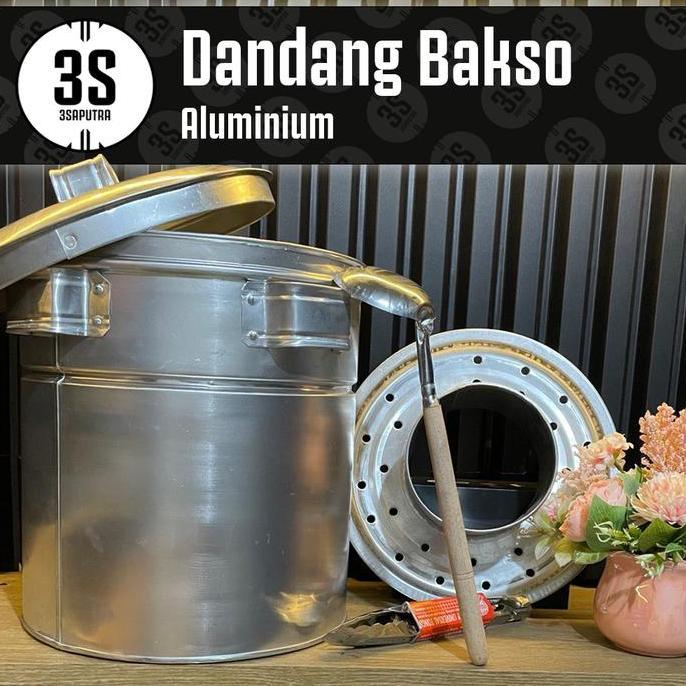DANDANG BAKSO 28 30 32 34 CM TANPA SEKAT PANCI ALUMINIUM TUTUP BIASA PACKING KAYU