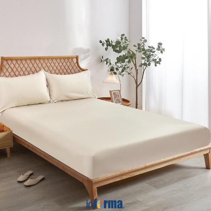 Informa Set 5 Pcs Seprai Queen Bamboo - Putih Ivory Kain Kasur Alas Tidur Pelapis Sarung Kasur Beddi