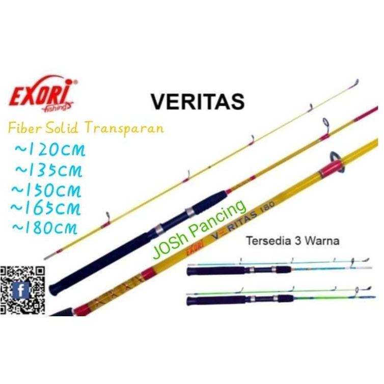 Joran pancing exori Veritas 120 135 150 165 180 fiber solid transparan lentur kuat FREE PIPA