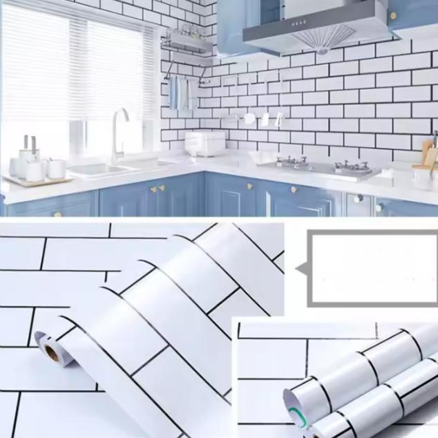 Stiker Dapur Anti Panas  Glosy Marmer Putih - Wallstiker Dapur Glossy Anti Air Anti Minyak