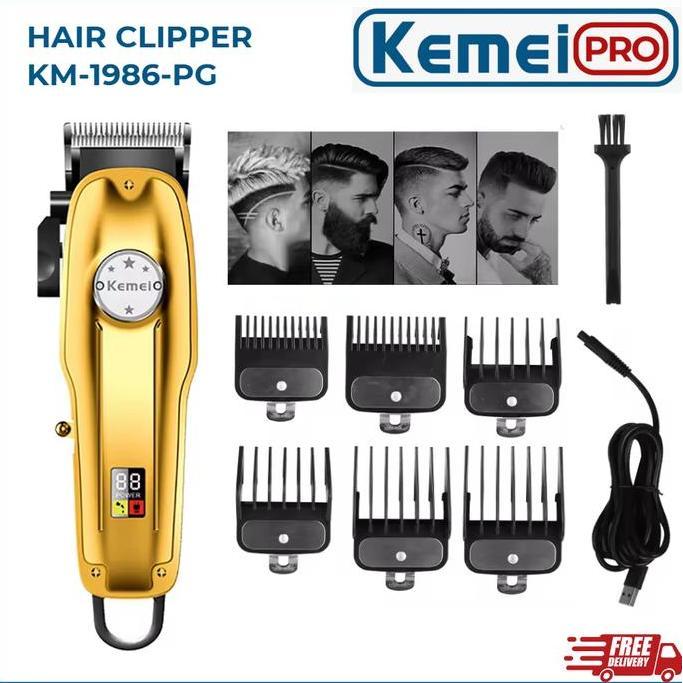 Termurah Kemei 1986-Pg Alat Cukur Rambut Kemei Km-1986Pg Cukuran Hair Clipper Full Metal Km1986Pg Km