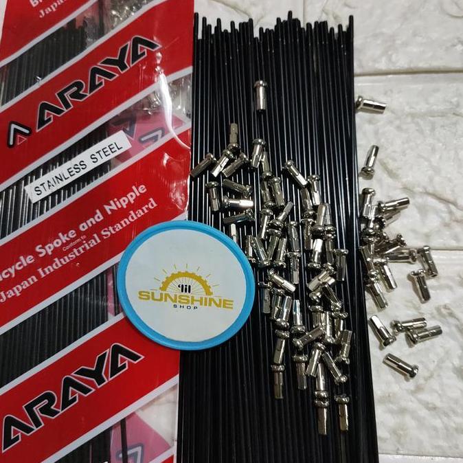 Promo Spoke Ruji Jari 283 Araya Stainless Black 14G X 283Mm Velg Rims 700C Tinggi 3Cm Sepeda Roadbik