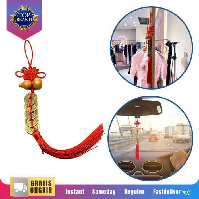 Gantungan Feng Shui 5 Coin Koin Keberuntungan China Gantungan Fengshui Gantungan Mobil Original