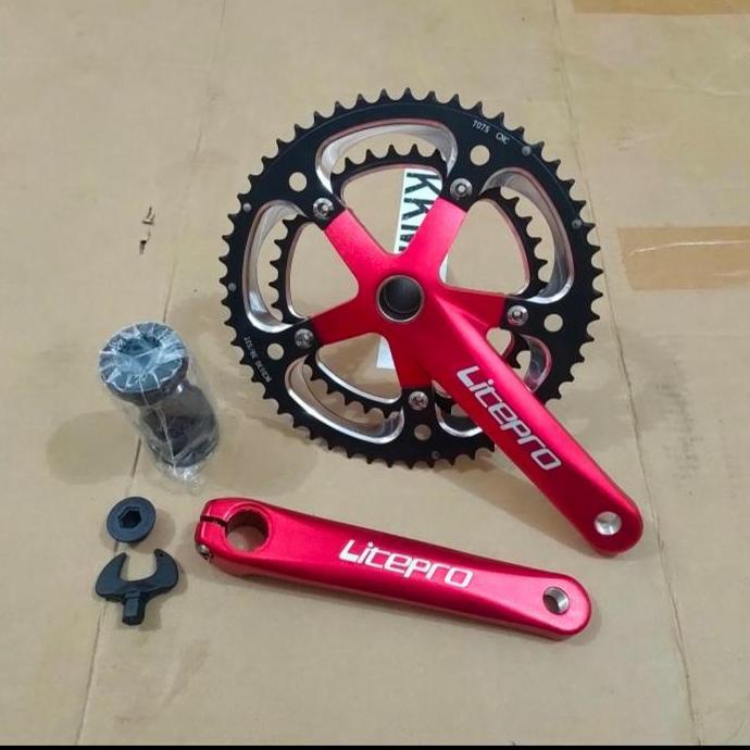 Promo Crank Set Litepro Double Chainring 53-39T Alloy 7075 Hollowtech 2 Included Bb Nya Cod