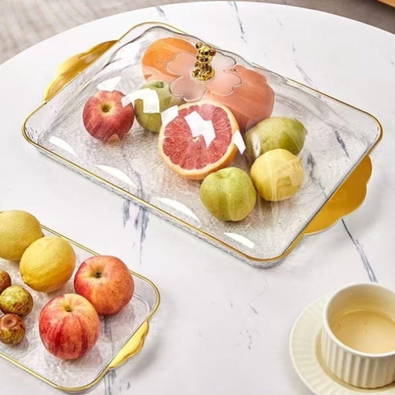 Nampan Tray Food Tray Transparan Aesthetic Dengan Tutup Wadah Makanan