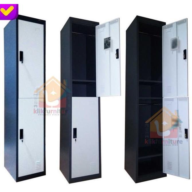 Loker Full Besi Locker Besi 2 Pintu + Gantungan Pakaian Baju LK002