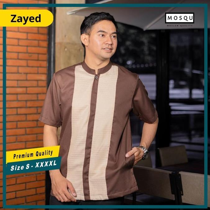 PR0M0 Mosqu Zayed Baju Koko Pria Dewasa Modern Lengan Pendek Motif Tenun Size S-4XL G00D QUALITY