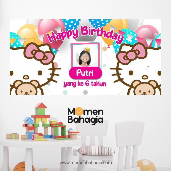 Backdrop / Banner Ulang Tahun Hello Kitty Premium Bagus Murah