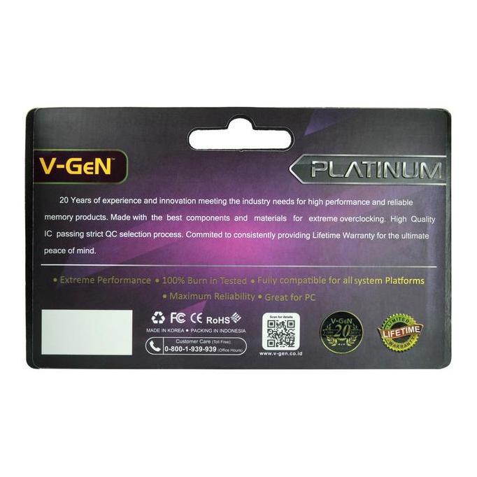 RAM VGEN DDR4 4GB 8GB 16GB 32GB PC-21300 2666Mhz V-GeN Memory PC 21300 2666 Mhz LONGDIMM PLATINUM
