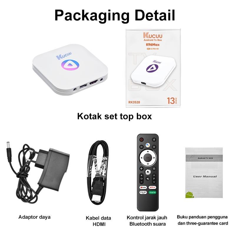 sale KUCUU Android Tv Box Android 13 OS  STB Ram 4gb Rom 32gb Wifi 5G/2.4G Smart Tv Box 8K Ultra HD