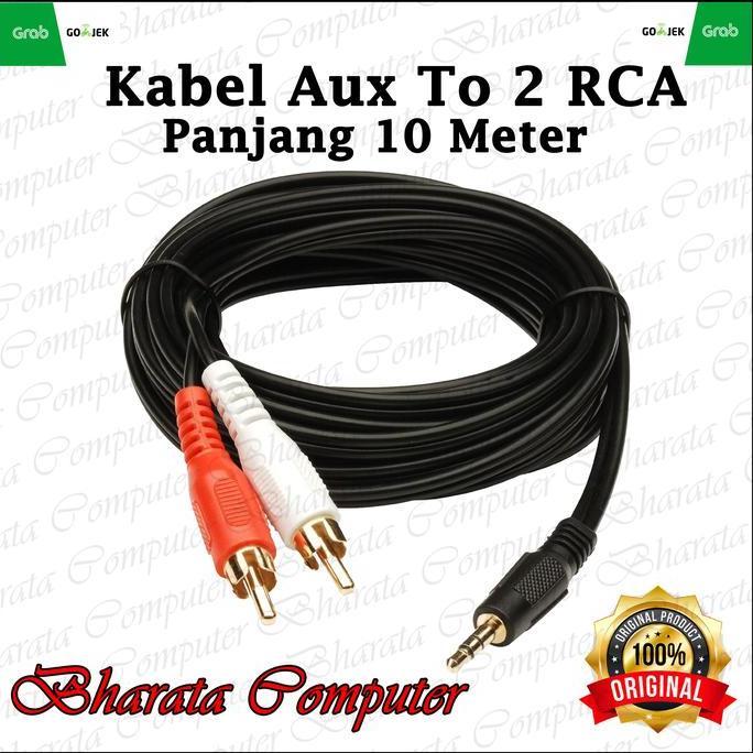 Weenew- Kabel Audio Aux To Rca - Jack / Jek 3.5" To Rca Panjang 10 Meter