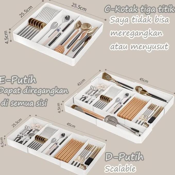 FALFEZ Extendable Drawer Knife Cutlery Organizer Drawer Cutlery Organizer Rak Sendok Kitchen Set Baw