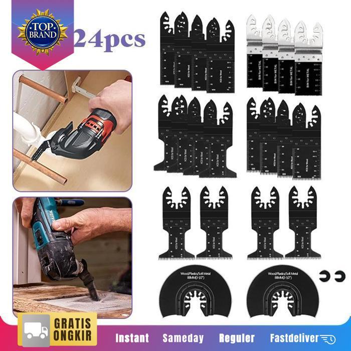24Pcs/Set Berosilasi Bilah Gergaji Mata Gergaji Berosilasi Pisau Gergaji Alat HCS Mata Oscilating
