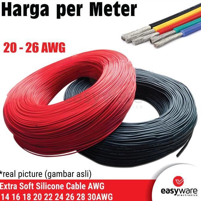 KABEL EXTRA SOFT SILICON AWG HIGH TEMPERATURE KABEL AWG LENTUR 20AWG - 26AWG AWG 20 22 24 26 [HARGA 