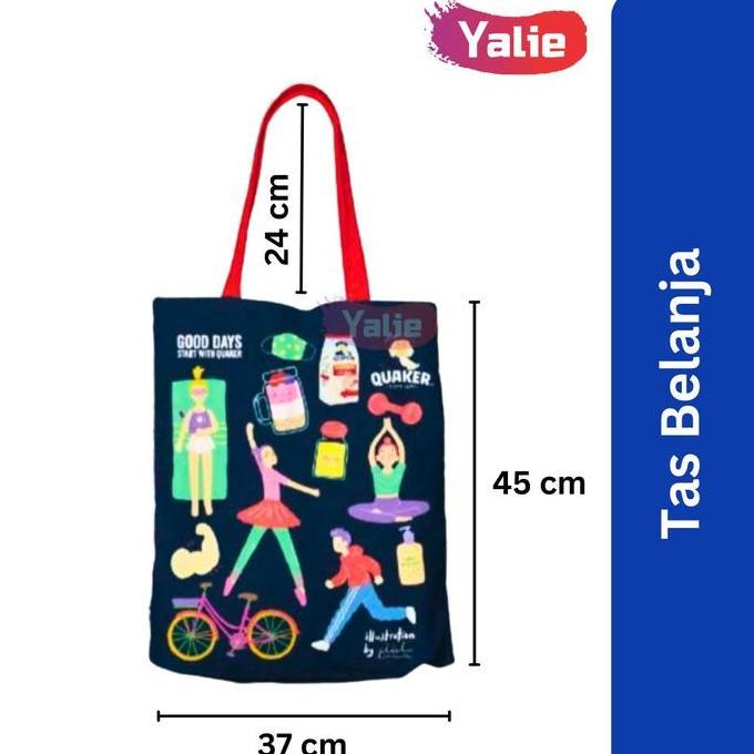 Tas Tote Bag Ideku Handmade x Quaker Souvenir Suvenir Tas Belanja Tas Pundak