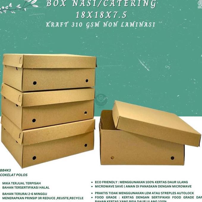 Ver- [25 Pcs] Dus Nasi 18X18 / Box Nasi 18X18 / Dus Box Kotak Kardus Tps Nasi Katering Makanan 18X18