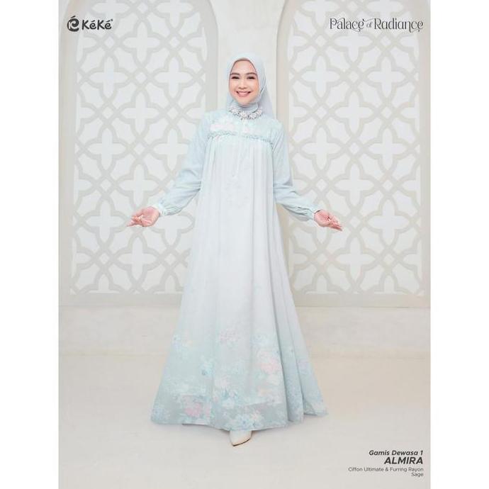 Keke Busana - Almira Sage Sarimbit Couple Keluarga Lebaran 2026 Ria Ricis & Atap Gamis Koko
