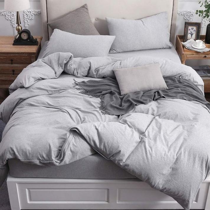 TERMURAH Bedcover SET Sprei Microfiber Polos// Anti Geser//Jahit Quilting