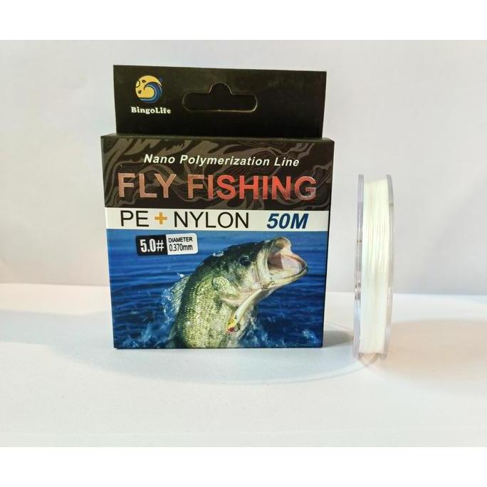 ALAT SENAR PANCING TERBANG 50M BENANG PANCING KUAT ANTI GIGITAN PE + NILON FLY FISHING LINE ANTI KER