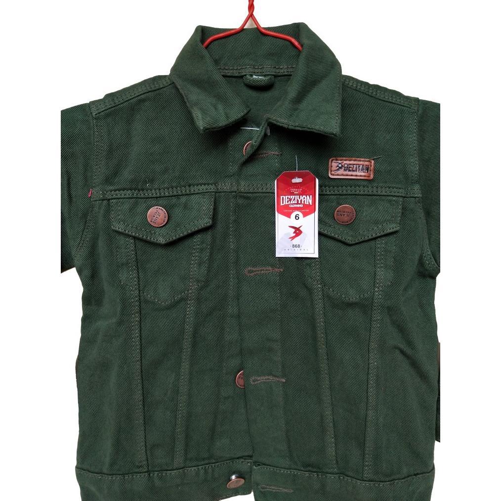TERMURAH Deziyan868 Jaket jeans anak warna army / hijau botol jaket anak laki laki 1 - 12 tahun