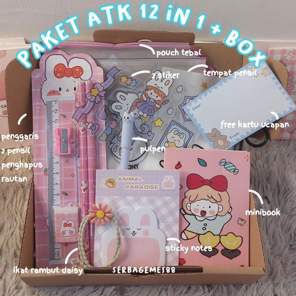 pengiriman cepat serbagemes88 - ALAT TULIS SET 12 IN 1 LENGKAP / STATIONERY UNTUK  PERLENGKAPAN ALAT