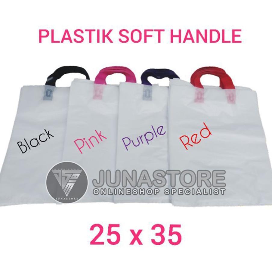 Plastik Shopping Bag / Plastik Soft Handle Kantong Putih Rea 25 X 35