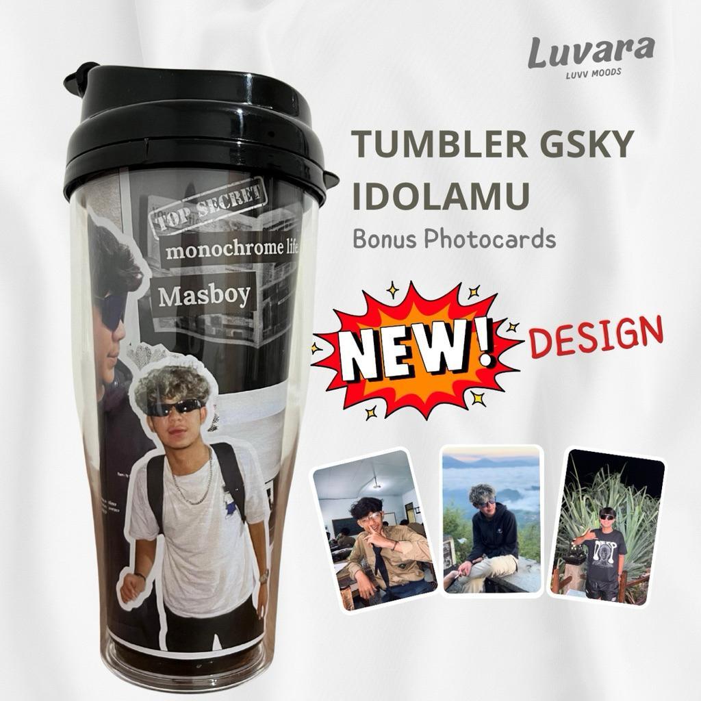 Tumbler Black New Design Gsky Monochrome Botol Minum Gambar Bonus Photocard Gsky