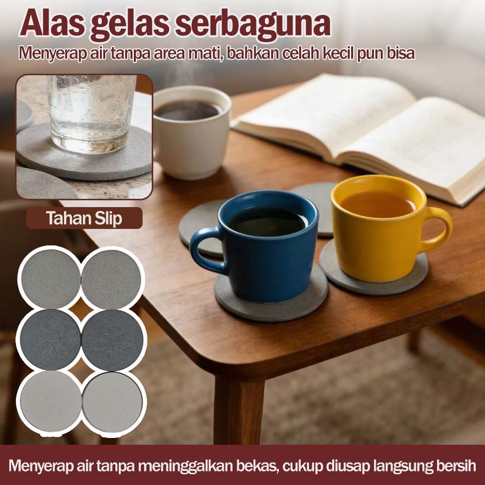 Tatakan Gelas Diatomite / Dry Diatomite Coaster / Alas Gelas Serap Air / Diatomite Coaster - Round