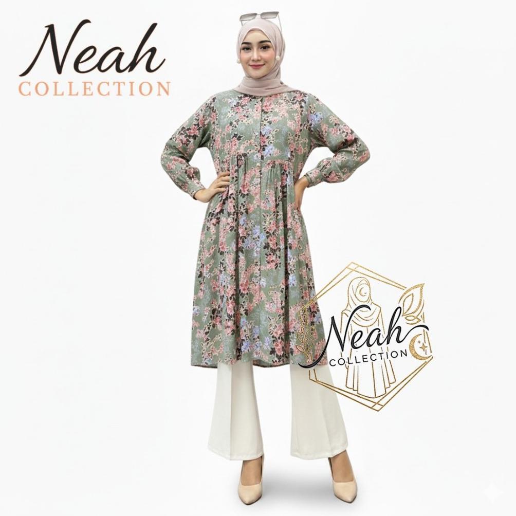 HOT DEALS Tunik Noora Motif Bunga Kekinian Premium Fashion Muslimah Elegan / Tunik Jumbo Bumil Busui