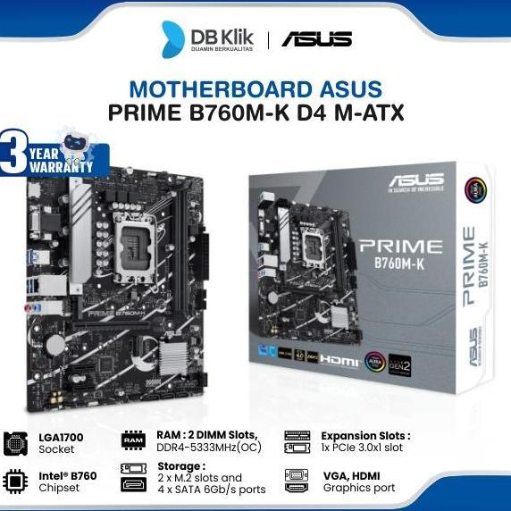 Motherboard ASUS PRIME B760M-K D4 m-ATX LGA1700 HDMI VGA - B760M K
