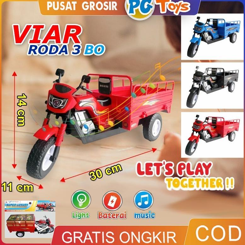 Mainan Anak Motor Viar Roda 3 Lampu Musik Plastik Anak 3+ 30x11x14cm Biru Hitam Merah