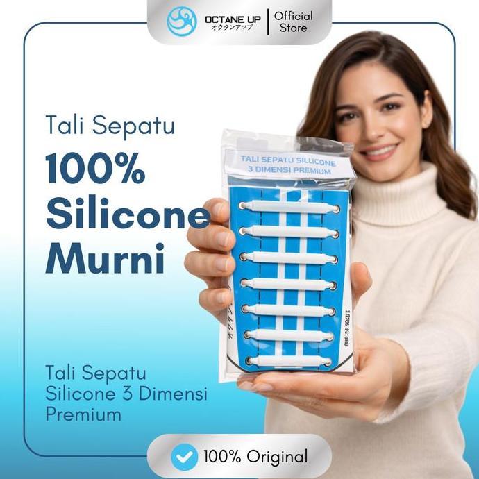 New- Octane Up Tali Sepatu Silicone 3 Dimensi Premium Hitam Putih Mata Itik Kecil & Besar 100% Origi