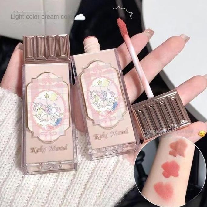 30/ KEKEMOOD Chocolate Lip Cream Velvet Matte  Lipstik Coklat Chocolate Lipstick Matte Gloss Kering 