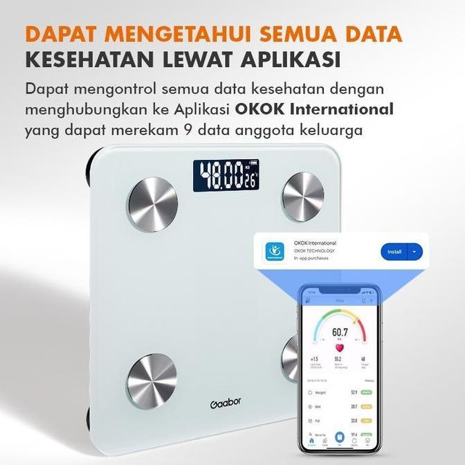 Gaabor Smart Digital Fat Scale Layar LED Timbangan Dengan App Control GS