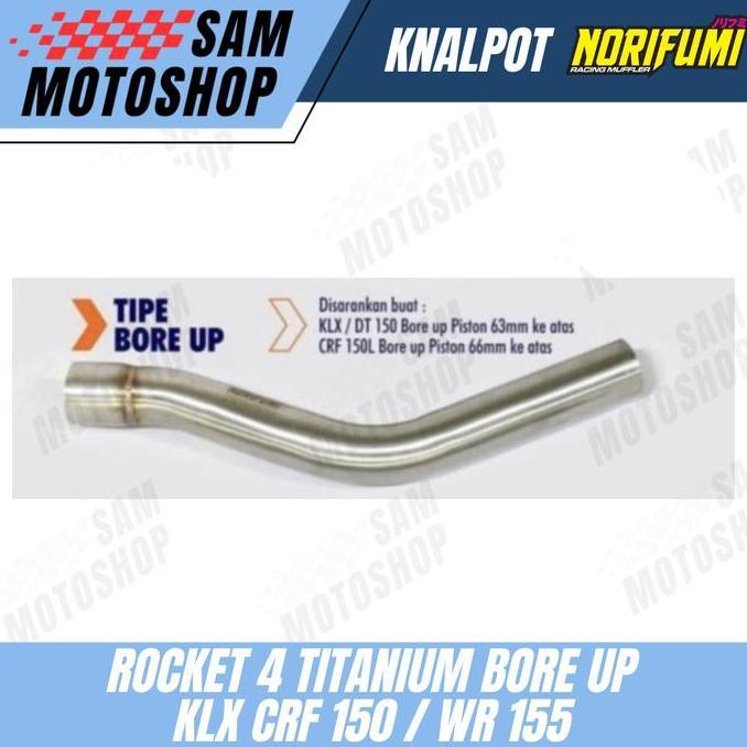 KNALPOT NORIFUMI ROCKET 4 TITANIUM BORE UP KLX CRF 150 WR 155 ORINAL